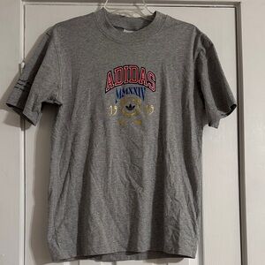 Adidas Gray Tee with Red and Gold Accents